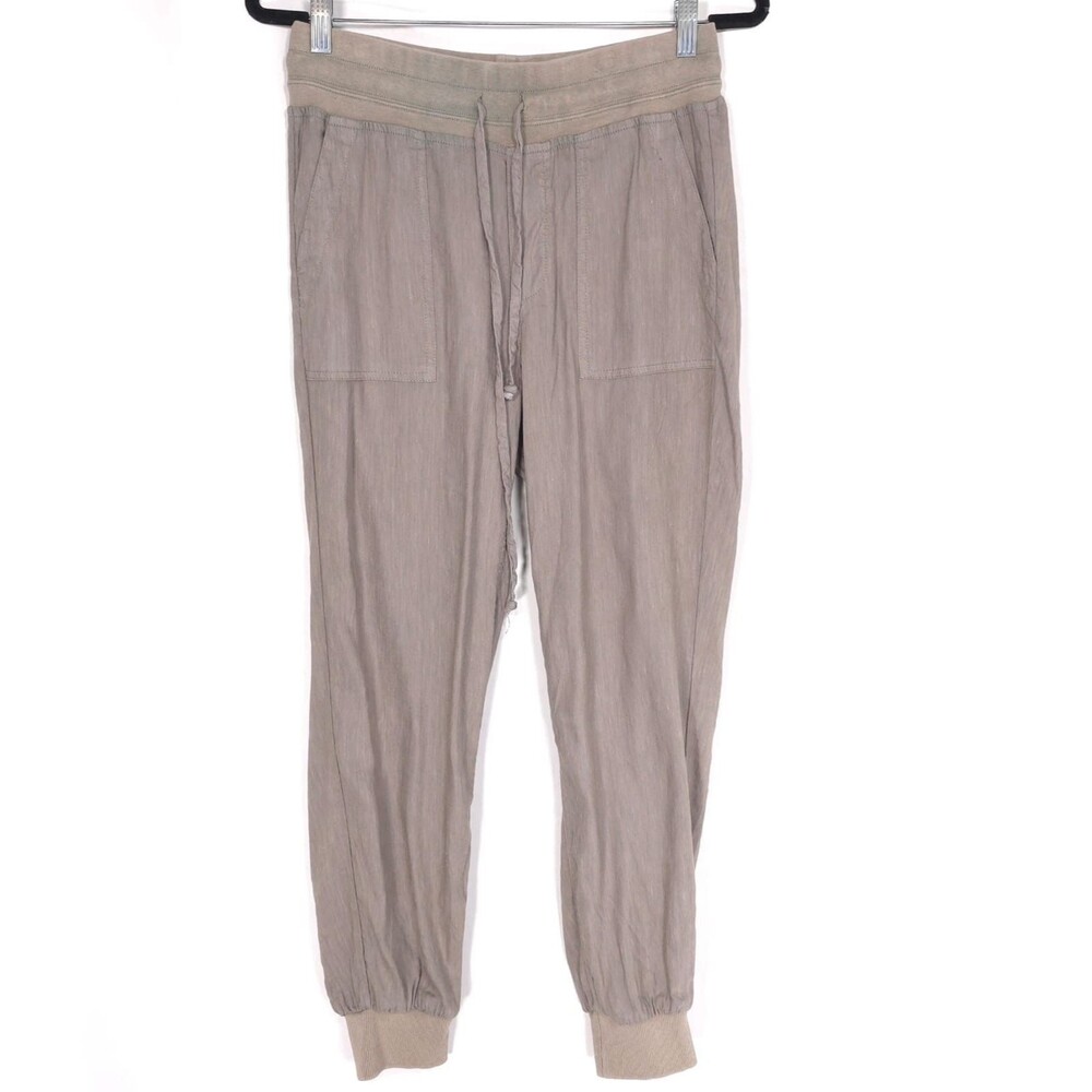 KUT from the Kloth Mirabella Crop‎ Joggers SMALL Olive LINEN Blend Pants KB37701